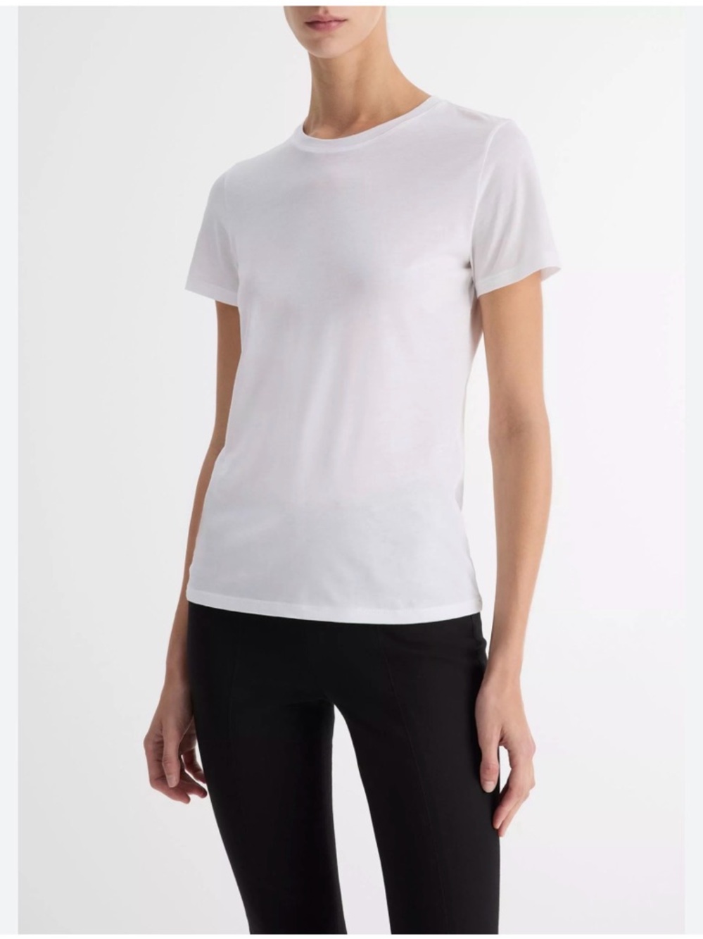 Vince Essential Pima Cotton Classic Women's Crew Neck T-Shirt - White M